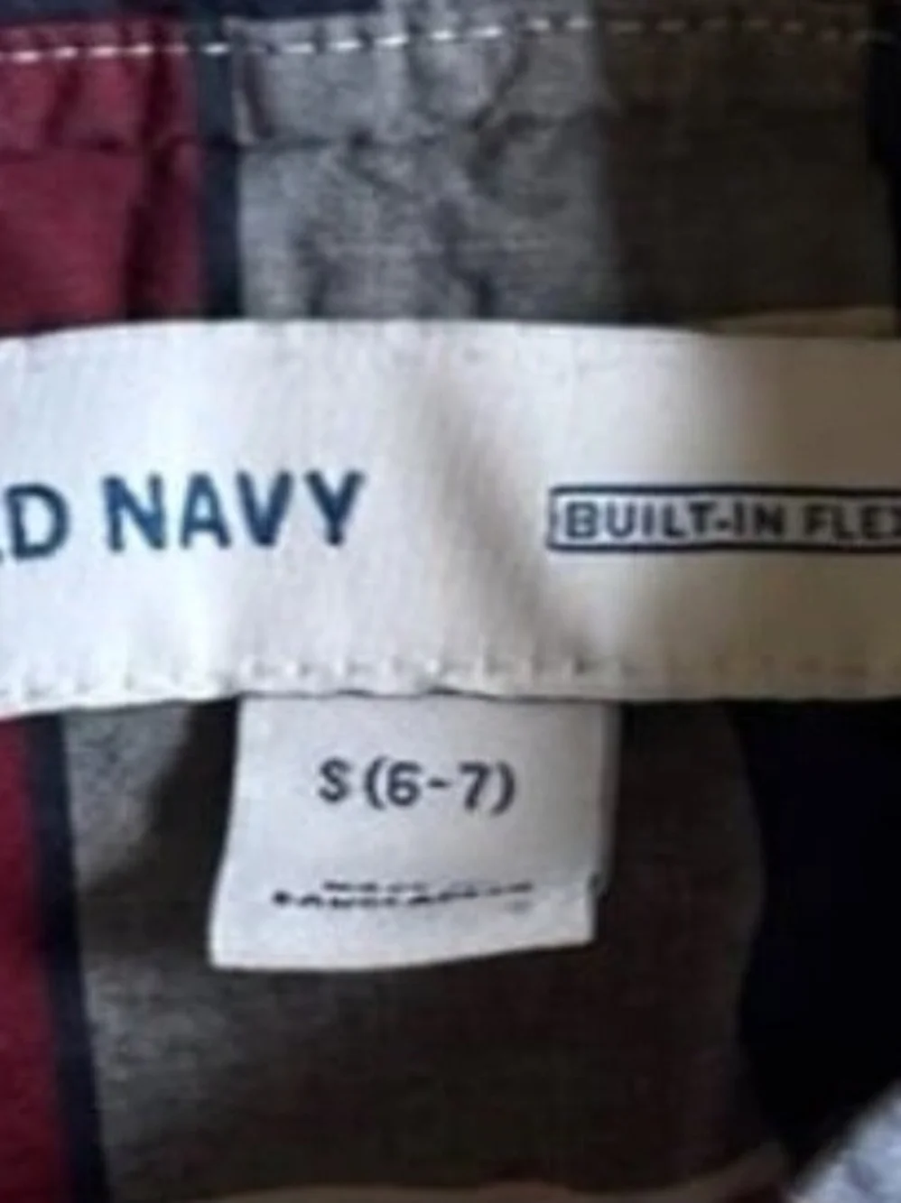 Old Navy Red, Navy & White Plaid Button-Down Shirt